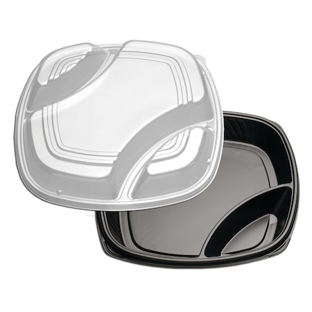 Forum 3 Compartment Black/Clear Deep Tray High Dome Lid Combo Pack, PK25 CF723-1693CP